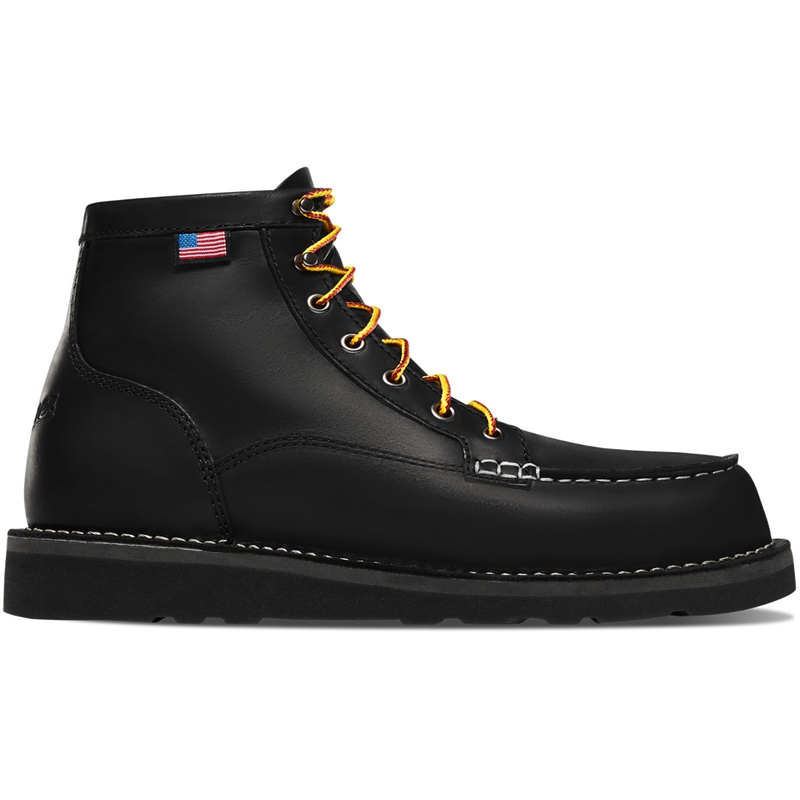 Black Danner Bull Run Moc Toe Men's Work Boots | RDNZ29175