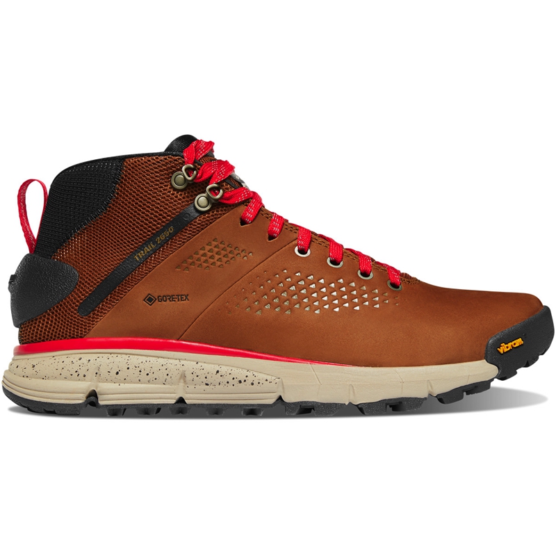 Brown / Red Danner Trail 2650 Mid GTX Men's Hiking Boots | XOPC62480