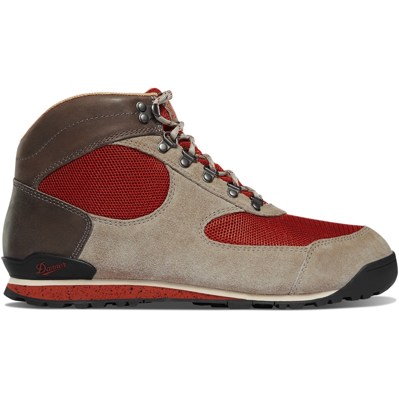 Grey / Red Danner Jag Dry Weather Men's Work Boots | TGRS34957