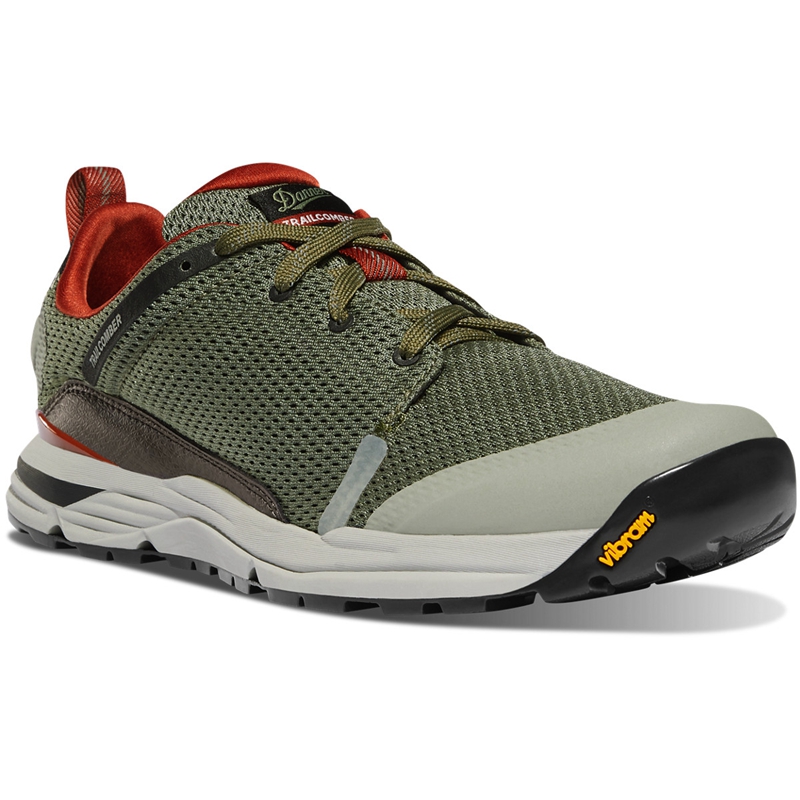 Olive Danner Trailcomber Men's Work Shoes | RIUT96352